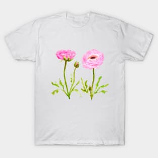 2 pink  ranunculus flowers T-Shirt